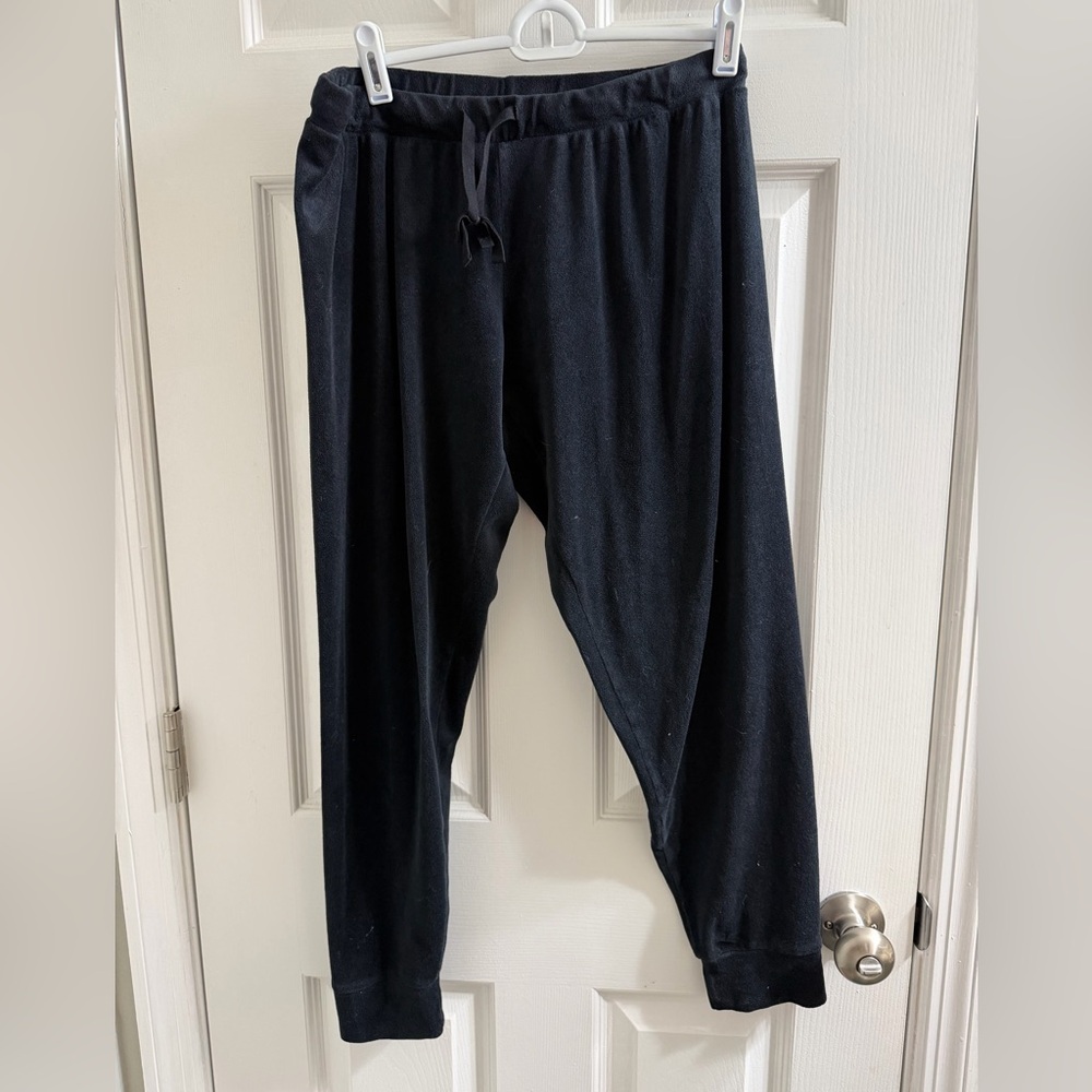 Juicy Couture Women's Velour Pants Size M Medium Black Elastic Waist - Picture 2 of 3